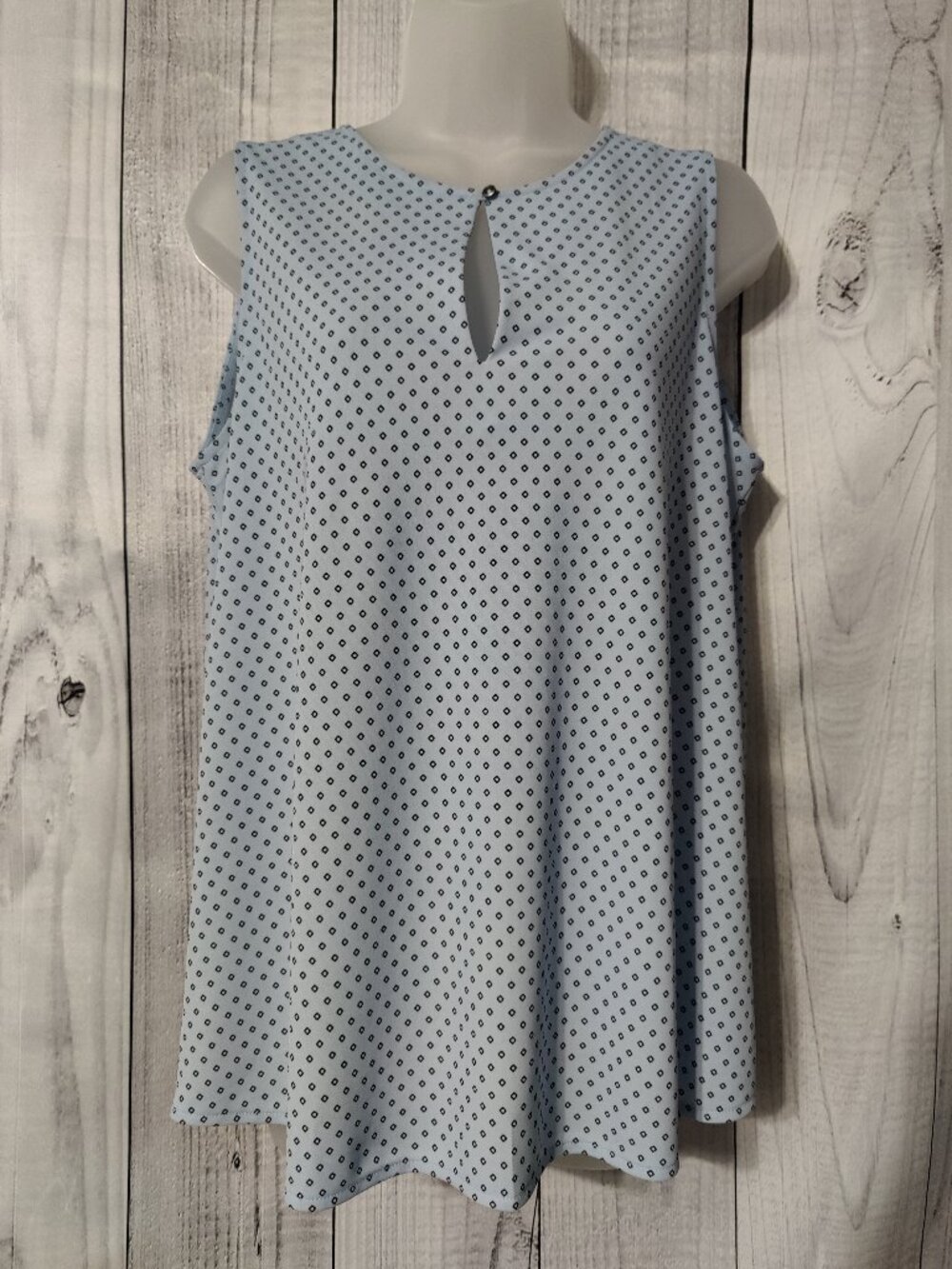 Ann Taylor Factory Blue & Navy Geometric Diamond Print Sleeveless Blouse